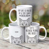 Half Face Simple Cat Head Outline Name Personalized Mug