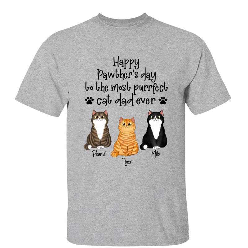 Happy Pawther‘s Day Cat Dad Fluffy Cat Personalized Shirt
