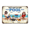 Doll Couple And Dogs At Pool Personalized Metal Sign
