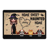 Halloween Home Sweet Haunted Home Doll Witch & Dog Cat Personalized Doormat