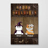 Happy Halloween Wooden Texture Fluffy Cat Personalized Vertical Poster