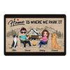 Making Memories Camping Doll Couple & Cute Sitting Dog Sketch Personalized Doormat