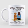 Good Morning My Hooman Woman & Dog Back View Personalized Mug