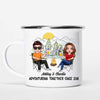Couple Adventuring Together Sketch Mountain Camping Personalized Campfire Mug