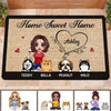Home Sweet Home Single Doll Woman And Dogs Cats Personalized Doormat