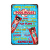 Doll Couple Floating Pool Rules Welcome Personalized Metal Sign