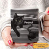 Black Cat Tearing Strings Personalized Cat Coffee Mug