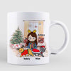 Cartoon Girl Loves Christmas And Cats Personalized AOP Coffee Mug