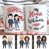 Chibi Couple Valentine Tree  Gift For Him For Her Personalized Mug