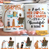 Fall Season Girl And Camping Dog Personalized AOP Mug