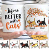 Fall Season Life Is Better With Walking Cats Personalized Cat Coffee Mug