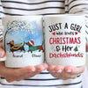 Girl Loves Christmas And Dachshund Dog Personalized AOP Coffee Mug