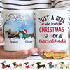 Girl Loves Christmas And Dachshund Dog Personalized AOP Coffee Mug