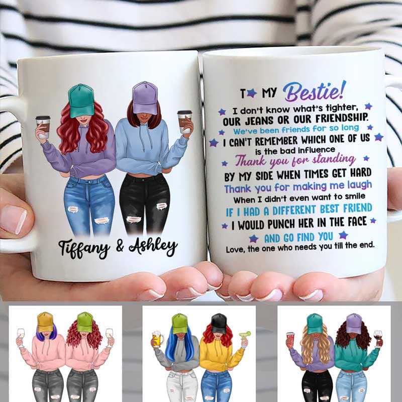 Modern Girls Front View To My Bestie Gift For Besties Sisters Siblings Personalized Mug