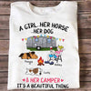 A Camping Girl And Her Horses Dogs Personalized Shirt