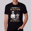 An Old Man And Dog Sitting Near Personalized Shirt