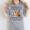 Behind Good Woman Are Cats Sitting Cartoon Cat Personalized Shirt