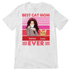 Best Cat Mom Pink Retro Personalized Shirt