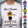Best Freakin Auntie & Godmother Modern Girl Personalized Shirt