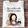 Better With Coffee Cats Chibi Girl Personalized Shirt