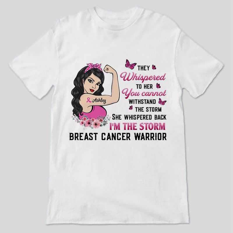 Southern Chics Breast Cancer Warrior I Am The Storm Bleached Dye Canvas Girlie T Shirt Small