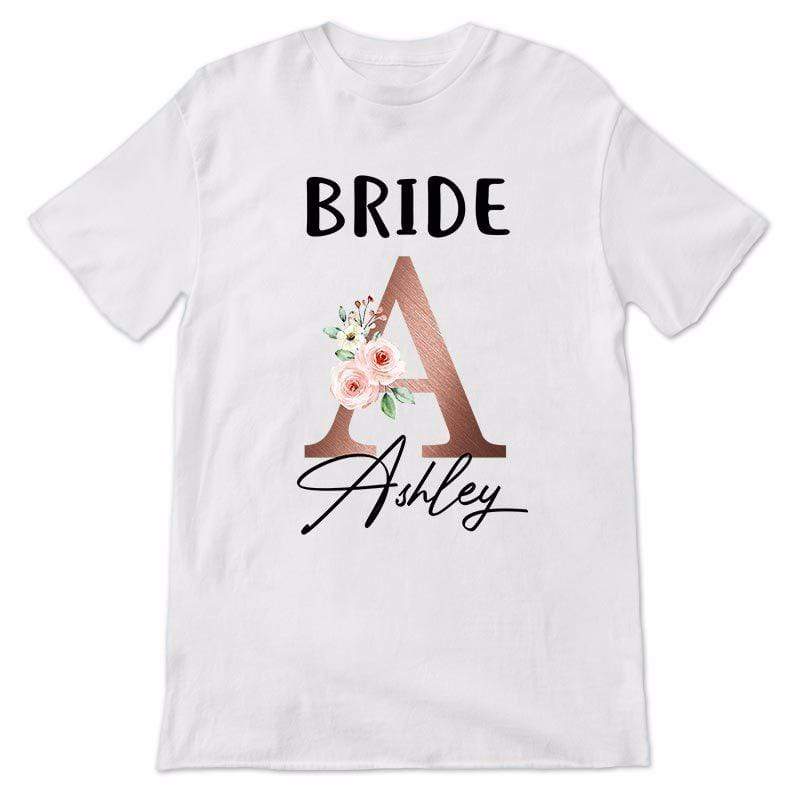 Bridal Shower Gift Bride & Bridesmaids Initial Floral Bachelorette Party Gift Personalized Shirt