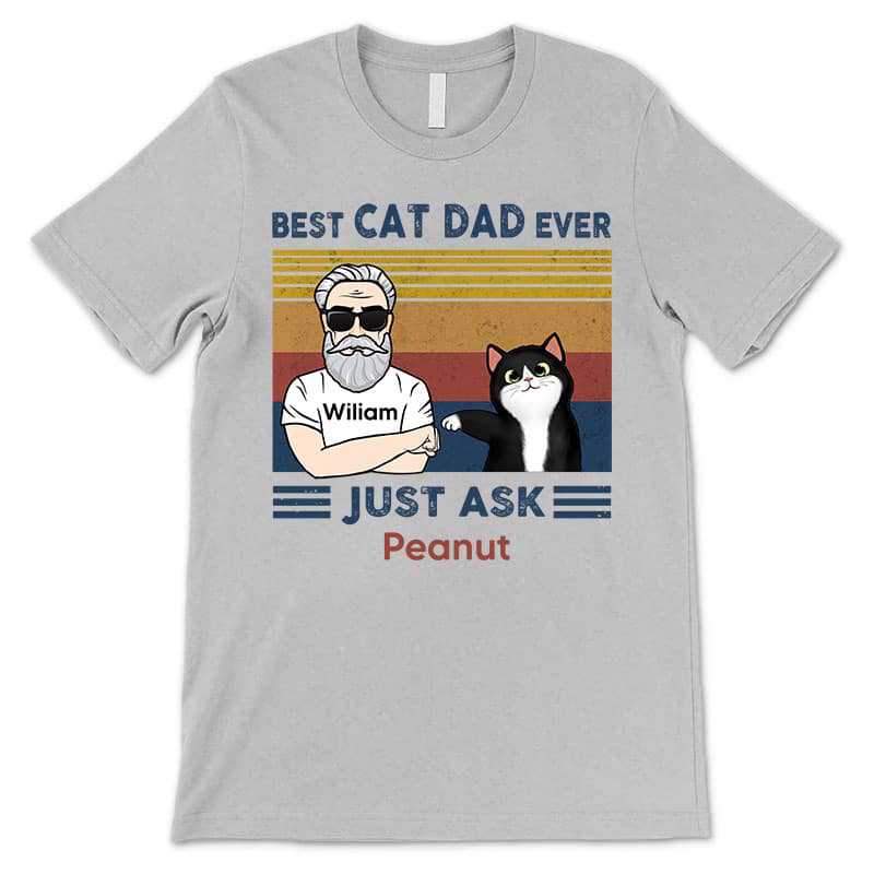 Cat Dad With Fluffy Cat Personalized Shirt