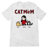 Cat Mom Chibi Girl And Funny Cats Red Pattern Personalized Shirt