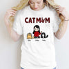 Cat Mom Chibi Girl And Funny Cats Red Pattern Personalized Shirt