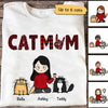 Cat Mom Chibi Girl And Funny Cats Red Pattern Personalized Shirt