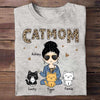 Cat Mom Chibi Leopard Pattern Personalized Shirt