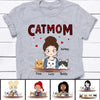 Cat Mom Chibi Red Patterned Personalized Shirt