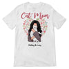 Cat Mom Floral Girl Hugging Cat Personalized Shirt