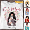 Cat Mom Floral Girl Hugging Cat Personalized Shirt