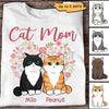 Cat Mom Floral Heart Chubby Cats Personalized Shirt