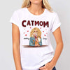 Cat Mom Pattern Woman Holding Sitting Cat Personalized Shirt