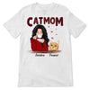 Cat Mom Red Patterned Personalized Shirt