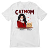 Cat Mom Red Patterned Smiling Cat Personalized Shirt