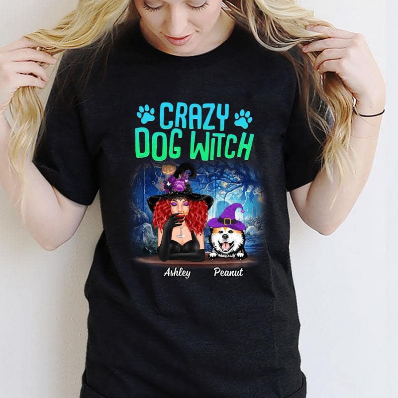 Crazy Dog Witch Personalized Shirt