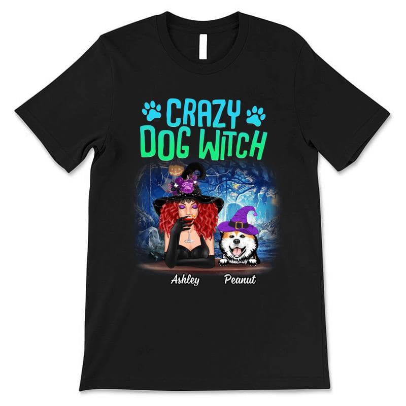 Crazy Dog Witch Personalized Shirt