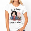 Denim Jacket Girl And Peeking Dogs Personalized Shirt