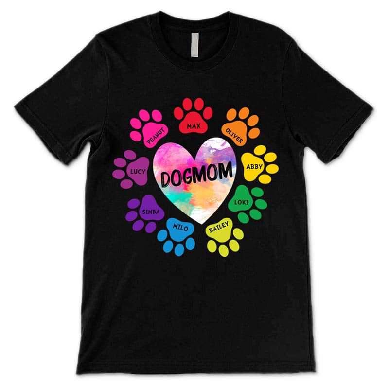 Dog Mom Colorful Heart Personalized Shirt