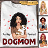 Dog Mom Hugging Dog Red Patterned Personalized Shirt