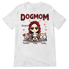 Dog Mom Red Patterned Chibi Girl Personalized Shirt