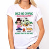 Dogs And Camping Make Me Happy Sitting Doll Girl Personalized Shirt