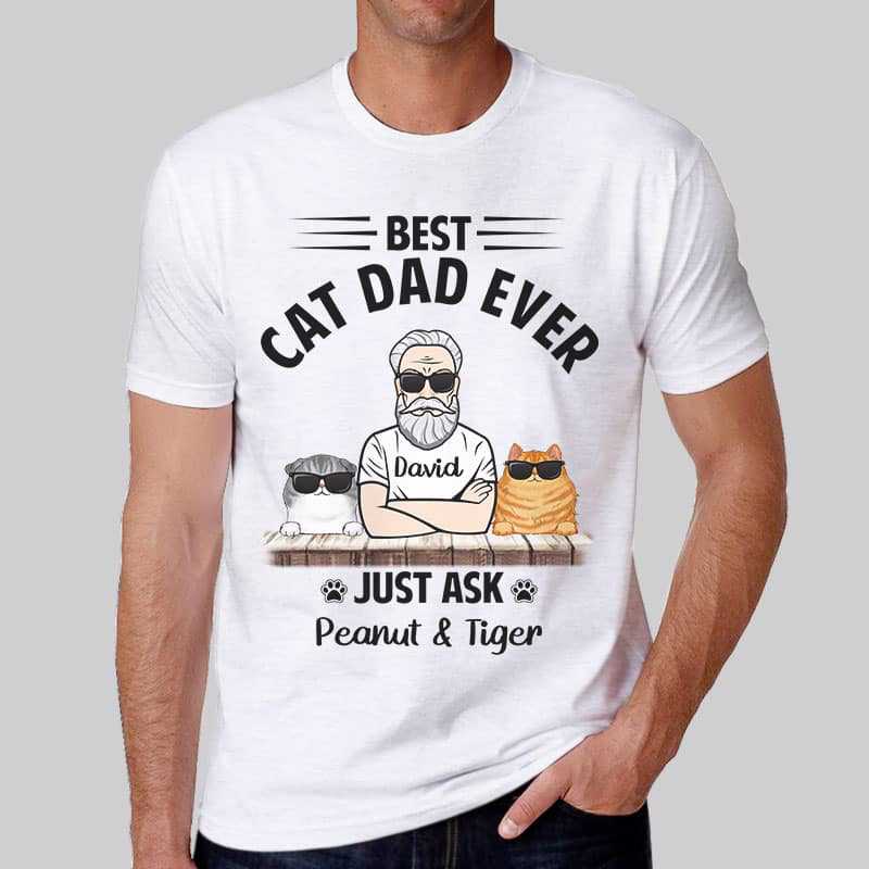Fluffy Cat Best Cat Dad Personalized Shirt