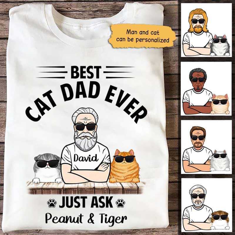 Fluffy Cat Best Cat Dad Personalized Shirt
