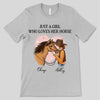 Girl And Horse Pink Heart Personalized Shirt