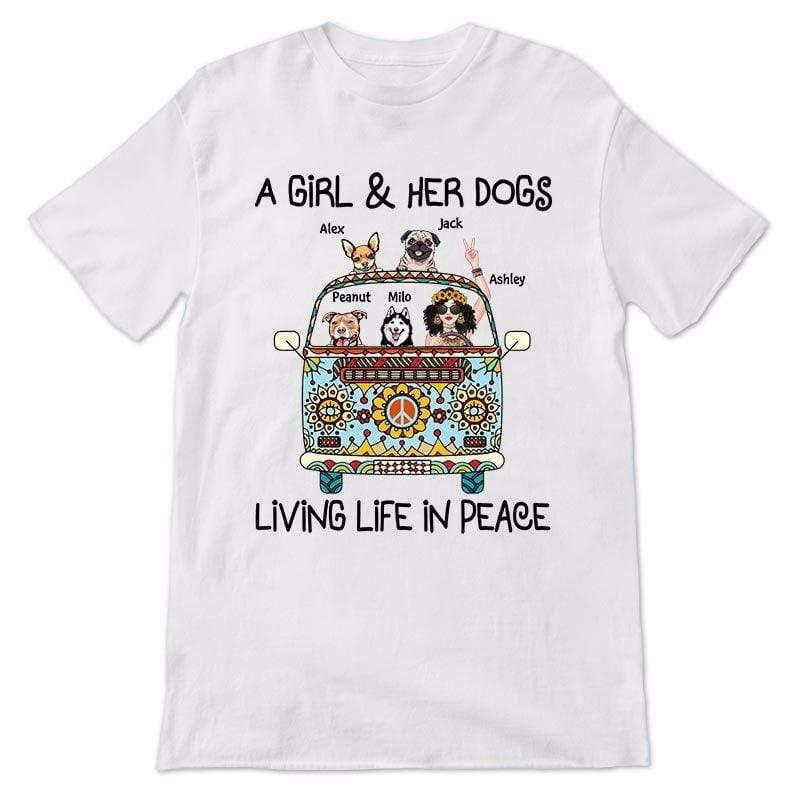 Girl & Dogs Living Life In Peace Hippie Bohemian Girl Personalized Shirt
