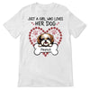 Girl Loves Dog Paws Heart Personalized Shirt